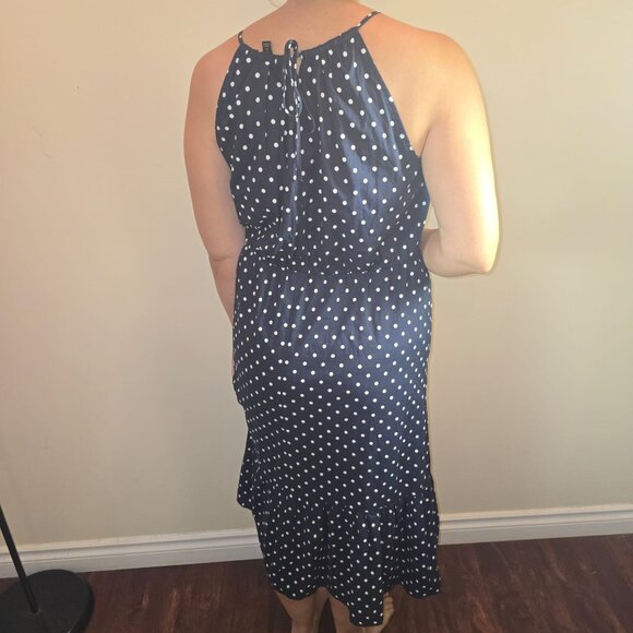 Banana Republic Navy Polka Dot Sleeveless Dress – Women’s Large - Picture 3 of 6